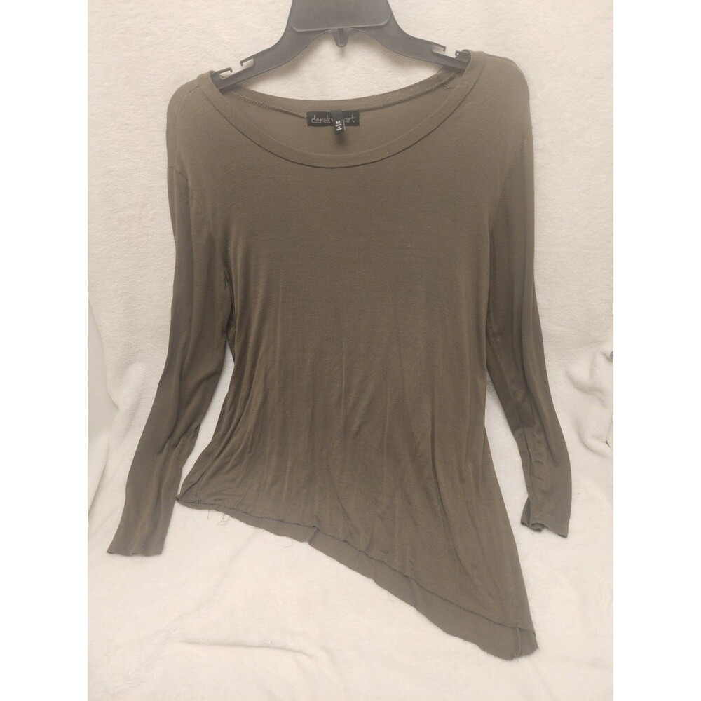Derek Heart Green Long Sleeve Tunic Top Asymmetrical High Low Hem Women M